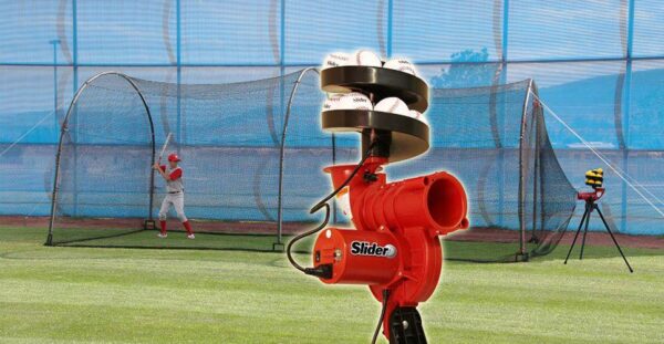 Heater Slider Lite-Ball Pitching Machine and Xtender 24' Batting Cage