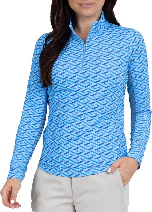 Ibkul Women's Fatima Long Sleeve Mock Neck Golf 1/4 Zip