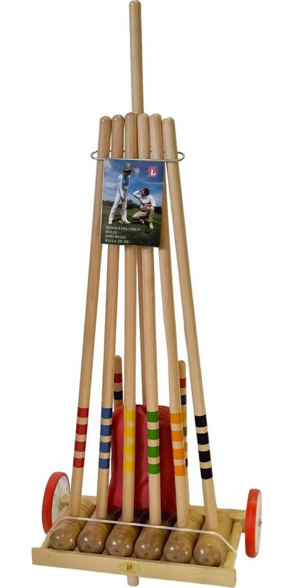 Kettler 6-Player Croquet Set with Wooden Trolley