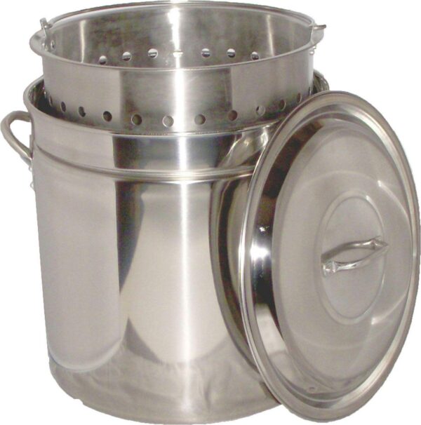 King Kooker 102 Quart Stainless Steel Boiling Pot with Steam Rim