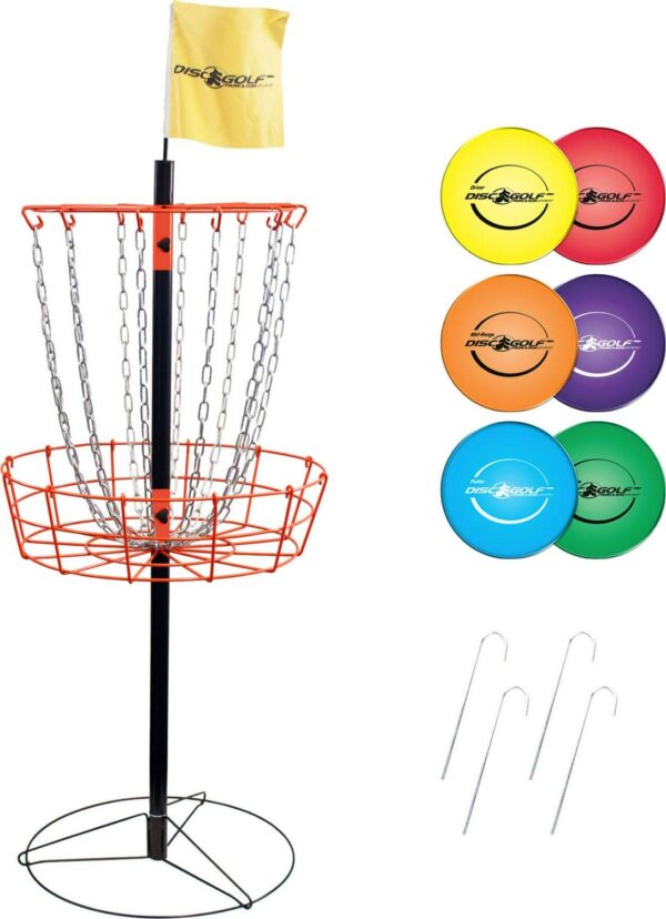 Park and Sun Sports Portable Disc Golf Basket and Disc Set