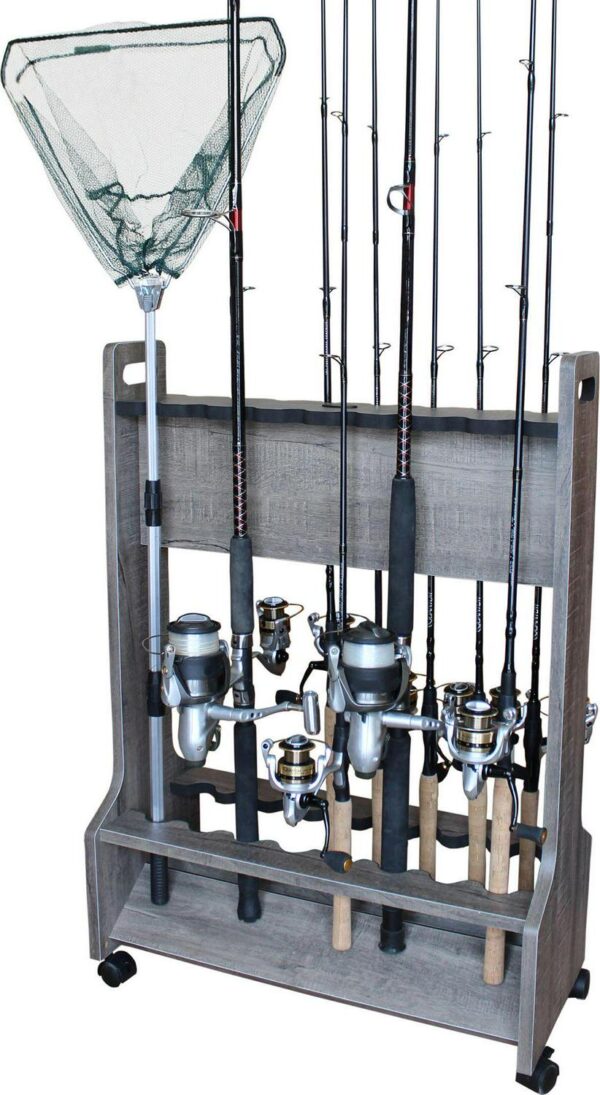 Rush Creek 16 Rolling Double Sided Rod Storage Rack