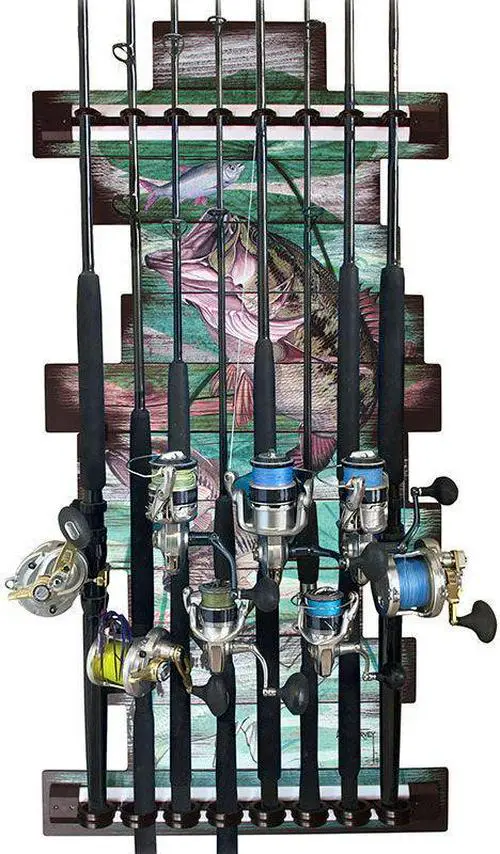Rush Creek Guy Harvey Bass Fishing Storage Rack 8 Rod Holder