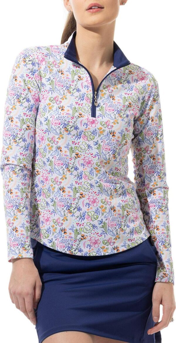 SanSoleil Women's Long Sleeve Printed Mock Neck Shirt