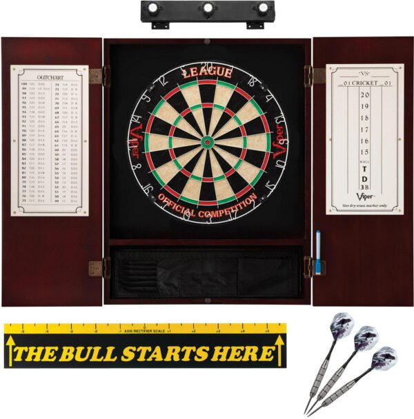 Viper League Sisal Dartboard, Cabinet, and Accessory Bundle