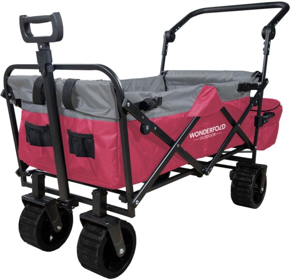 WonderFold S3 Push and Pull Outdoor Folding Wagon with Canopy