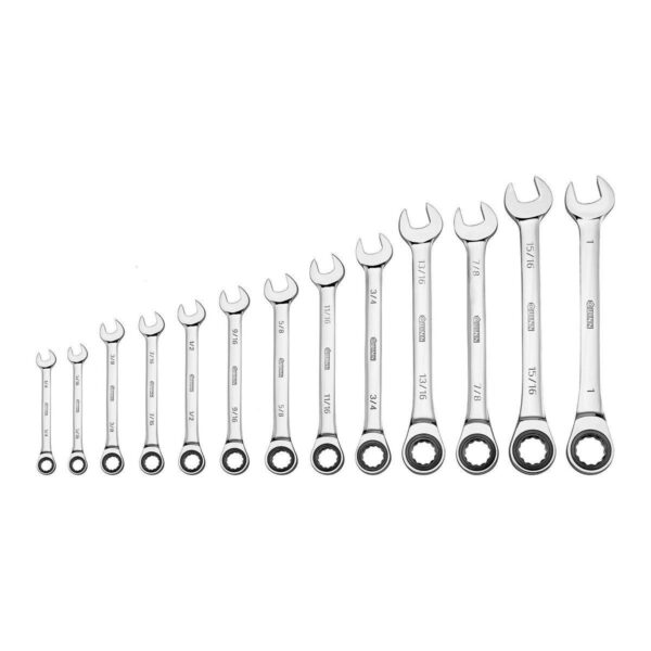 100 Tooth SAE Ratcheting Combination Wrench Set, 13 Piece