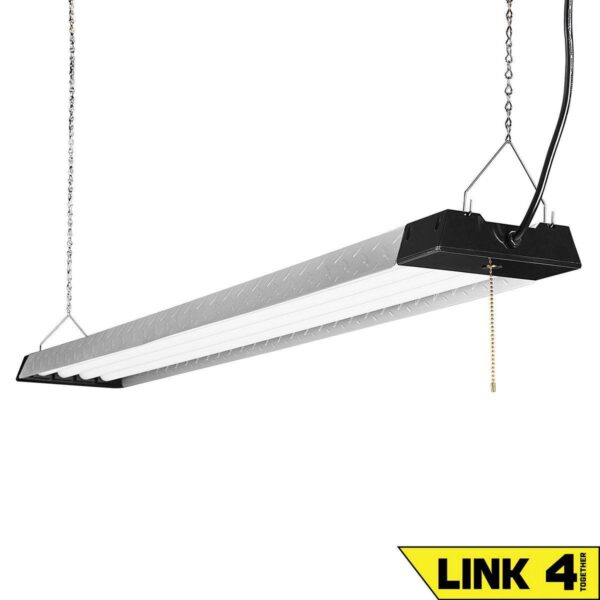 10,000 Lumen, 4 Ft. Linkable Diamond Plate LED Hanging Shop Light