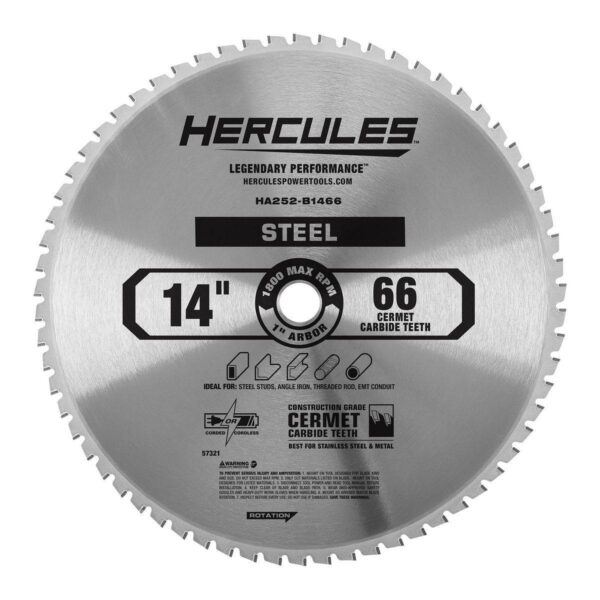 14 in., 66T Cermet Carbide Circular Saw Blade for Metal Cutting Saws with 1 in. Arbor