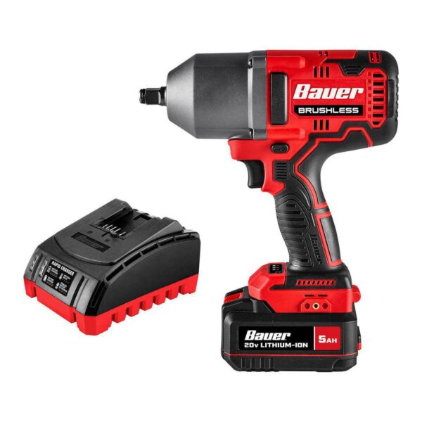 20V Brushless Cordless, 1/2 in. High-Torque Impact Wrench Kit with 5 Ah Battery and Charger