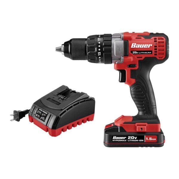 20V Cordless, 1/2 in. Hammer Drill/Driver Kit with 1.5 Battery and Charger