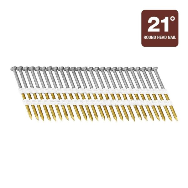 21° 2-3/8 in. Galvanized Framing Nails, Ring Shank, 2500 Pack