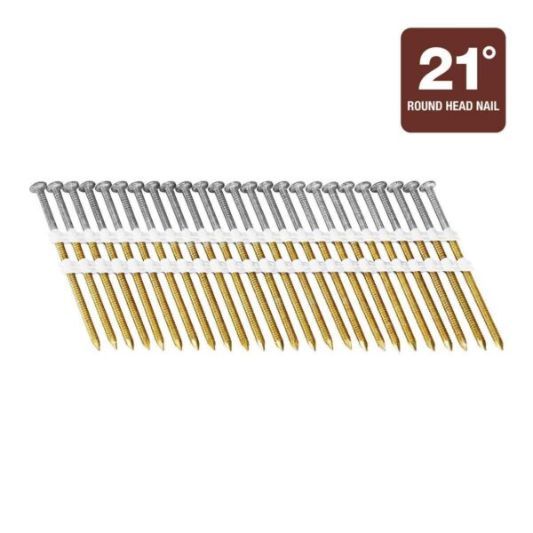 21° 3 in. Galvanized Framing Nails, Ring Shank, 2500 Pack