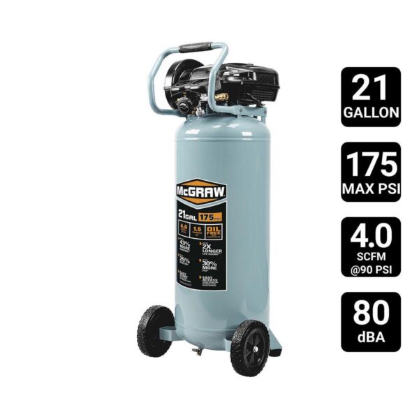 21 Gallon, 175 PSI Oil-Free Vertical Shop/Auto Air Compressor