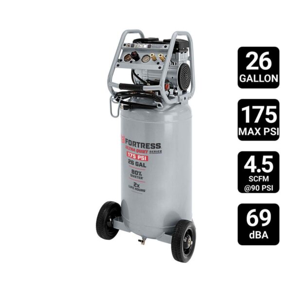 26 Gallon, 175 PSI Ultra Quiet Oil-Free Vertical Shop/Auto Air Compressor