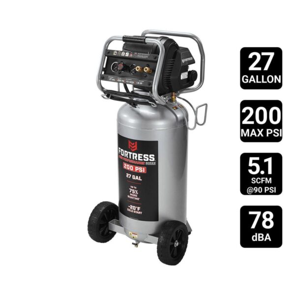 27 Gallon, 200 PSI High Performance Oil-Free Vertical Shop/Auto Air Compressor