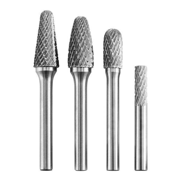 2 in. Double Cut Genuine Solid Carbide Burrs, 4 Piece