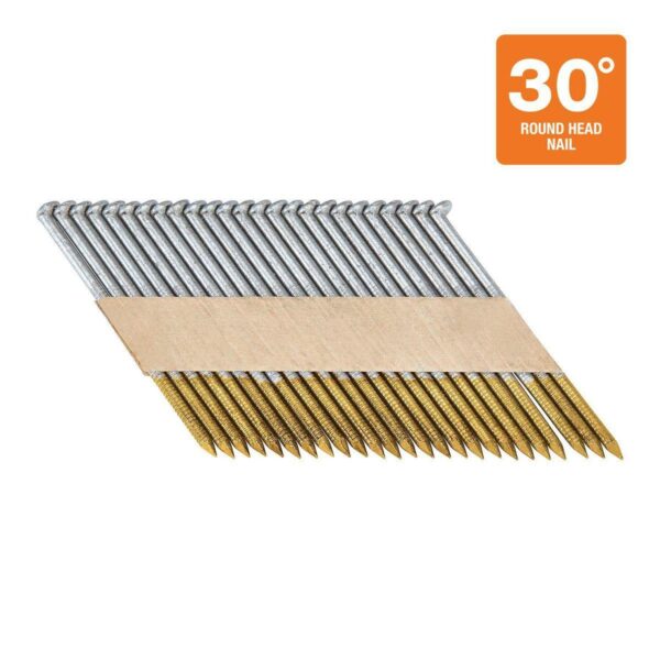 30° 3 in. Galvanized Framing Nails, Ring Shank, 2000 Pack