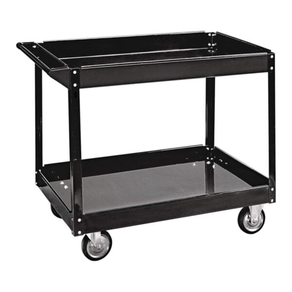 36 in. x 24 in. Two Shelf Steel Service Cart, Black