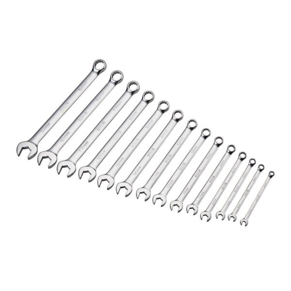 Anti-Slip Grip Professional Metric Combination Wrench Set, 14 Piece