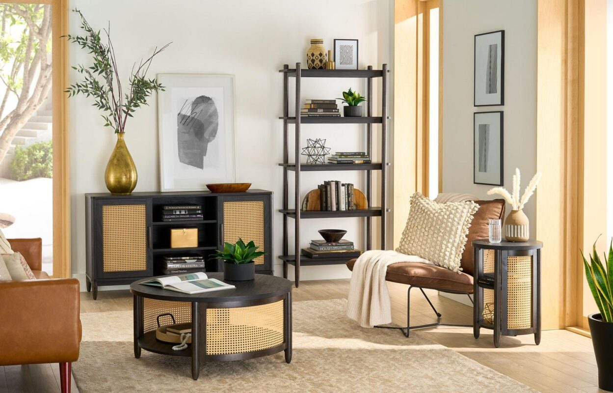 Better Homes and Gardens Springwood 5 Shelf Bookcase with Solid Wood Frame, Charcoal Finish - Image 6