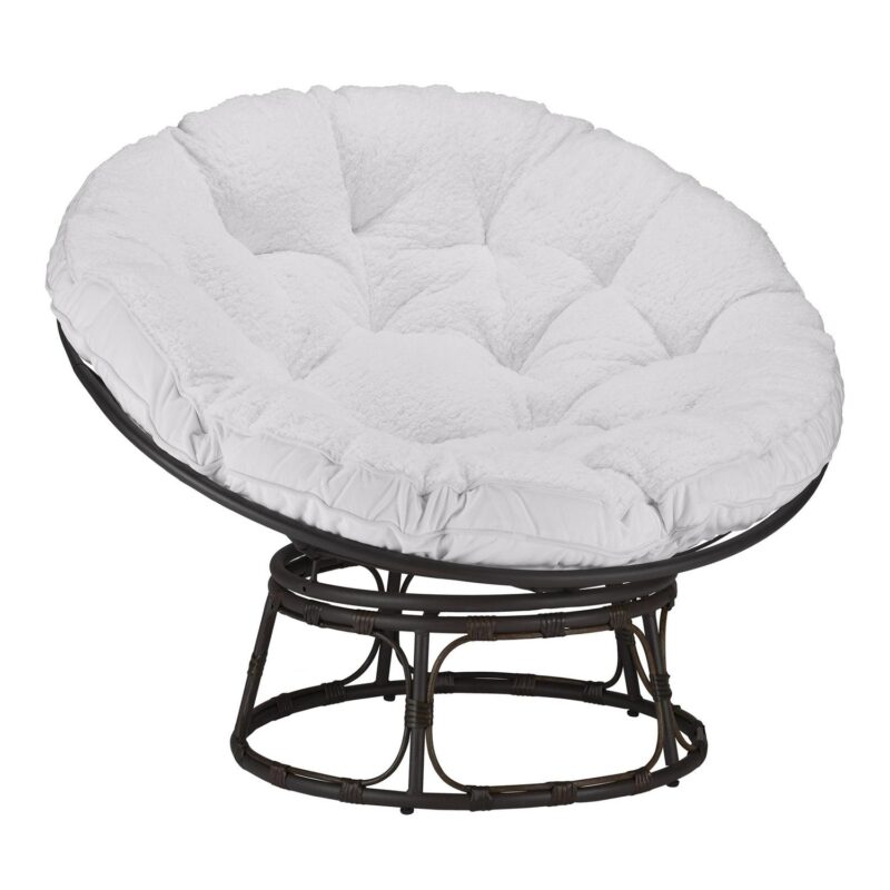 Better Homes and Gardens Papasan Chair, White Sherpa - Image 4