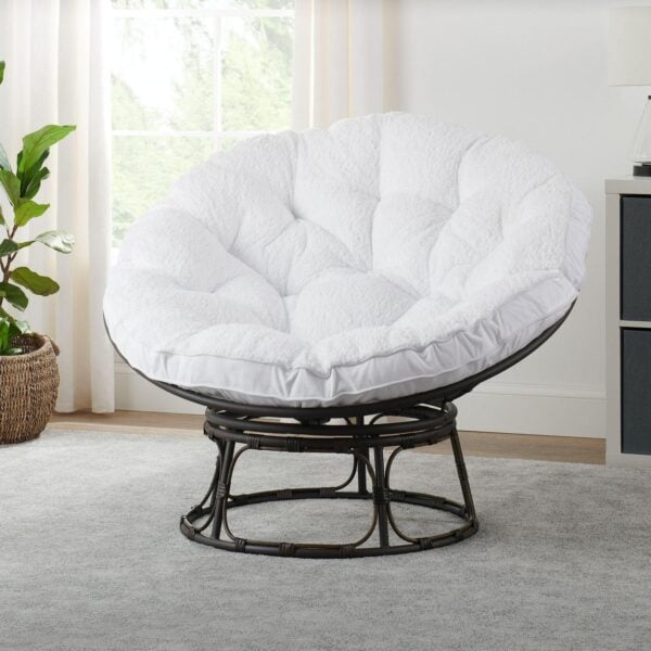 Better Homes and Gardens Papasan Chair, White Sherpa