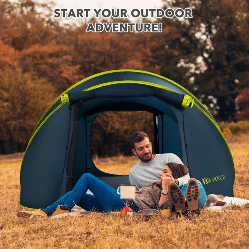 MARNUR Instant Tent 4-Person Camp Tent, Auto Setup Pop Up Tent, Waterproof, Huge Door and Windows, Dark Blue - Image 7