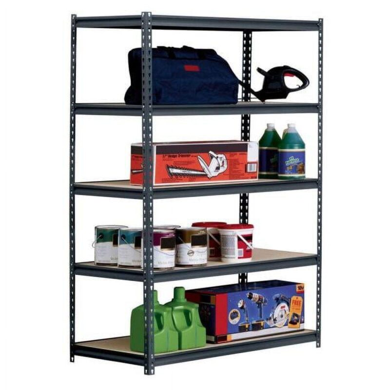 Muscle Rack 48 W x 24 D x 72 H 5-Shelf Steel Freestanding Shelving Unit; Black - Image 6