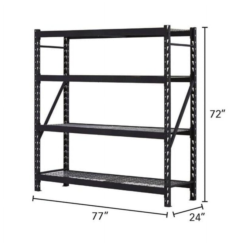 Muscle Rack 77 W x 24 D x 72 H 4-Tier Welded Steel Storage Rack, Black - Image 2