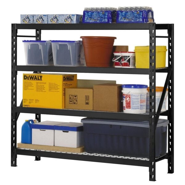 Muscle Rack 77 W x 24 D x 72 H 4-Tier Welded Steel Storage Rack, Black