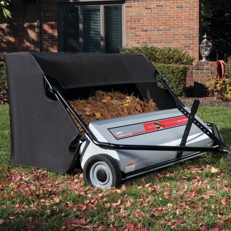 Ohio Steel Tow Behind Lawn Sweeper, 50 Inch, 26 Cu. Ft, Heavy-Duty Leaf and Grass Collector, Patented Spiral Brush - Image 9