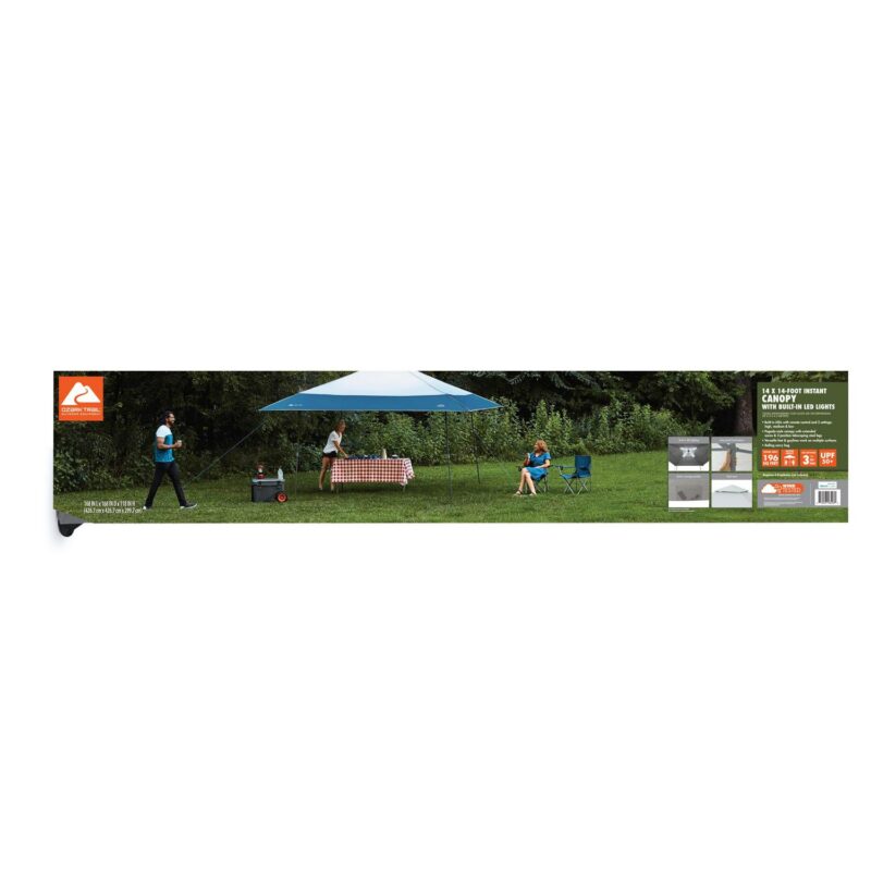 Ozark Trail 14' x 14' Instant Lighted Canopy for Camping - Blue, Gray - Image 9