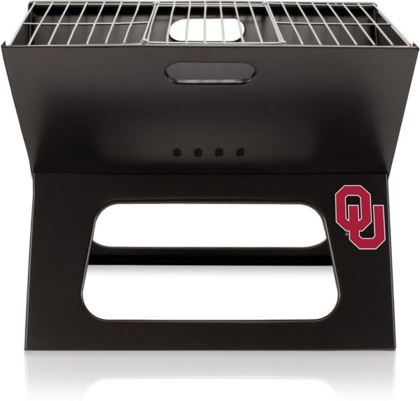 Picnic Time Oklahoma Sooners Folding Charcoal Barbeque Grill