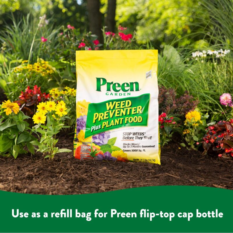 Preen Garden Weed Preventer Plus Plant Food Fertilizer 31.3 lb. Bag - Covers 5,000 Sq. ft. - Image 5