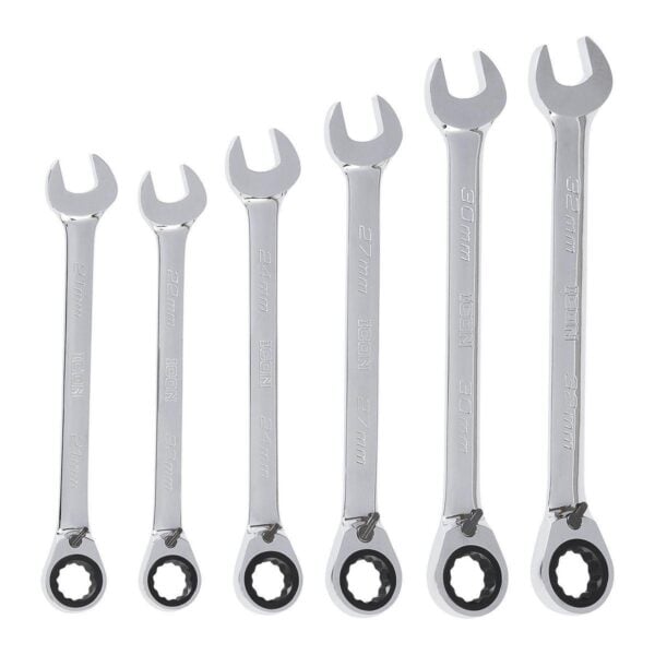 Professional Large Reversible Metric Ratcheting Combination Wrench Set, 6-Piece