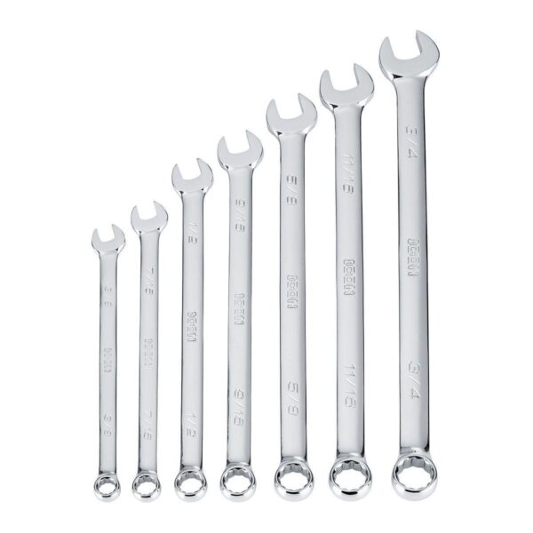 Professional Long SAE Combination Wrench Set, 7 Piece