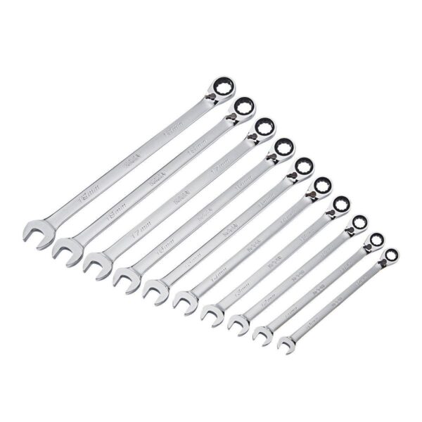 Professional Metric Ratcheting Combination Wrench Set, 10-Piece