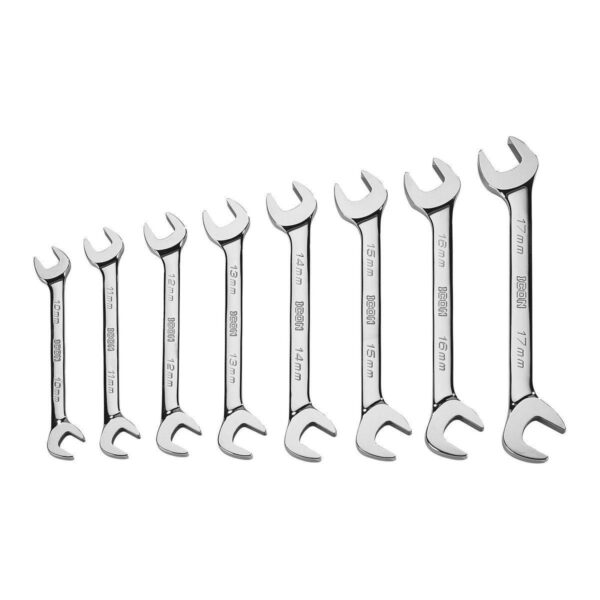 Professional Metric Angled Open-End Wrench Set, 8-Piece