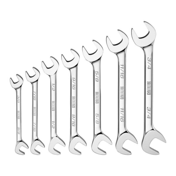 Professional SAE Angled Open-End Wrench Set, 7-Piece