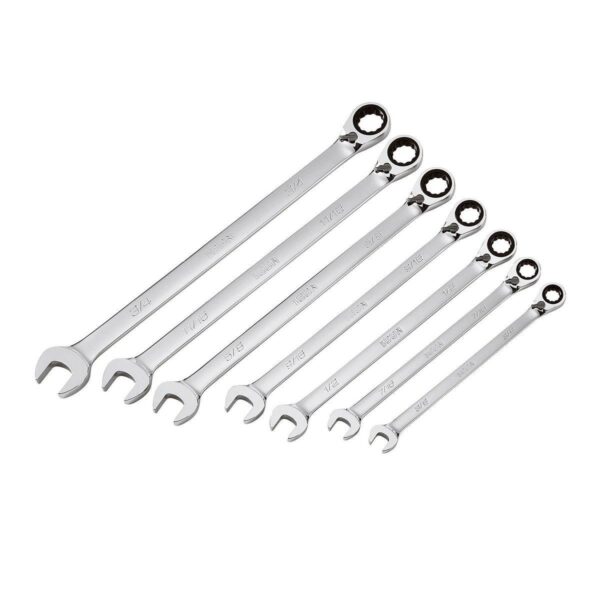 Professional SAE Ratcheting Combination Wrench Set, 7-Piece