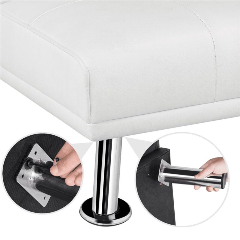 Renwick LuxuryGoods Modern Faux Leather Futon with Cupholders and Pillows, White - Image 7