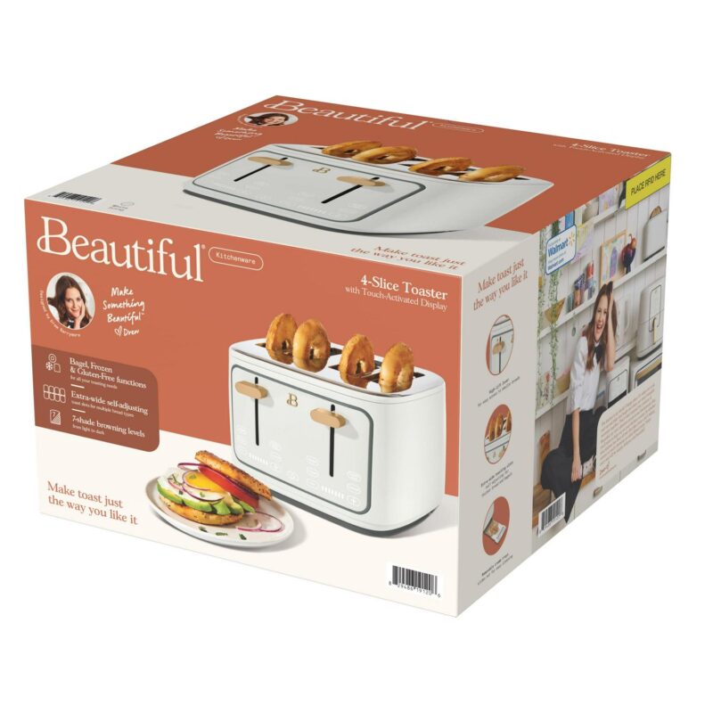 Beautiful 4-Slice Toaster with Touch-Activated Display, White Icing by Drew Barrymore - Image 2