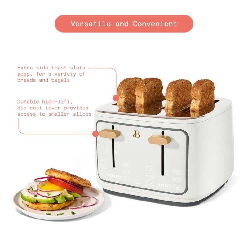 Beautiful 4-Slice Toaster with Touch-Activated Display, White Icing by Drew Barrymore - Image 7