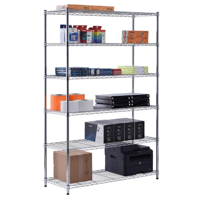 Muscle Rack Edsal Wire 6-Tier Utility Shelving Unit (48-in W x 18-in D x 72-in H), Chrome, (400-lb Capacity Per Shelf) - Image 6