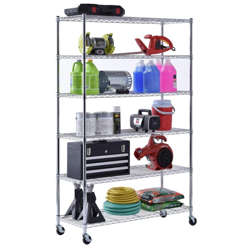 Muscle Rack Edsal Wire 6-Tier Utility Shelving Unit (48-in W x 18-in D x 72-in H), Chrome, (400-lb Capacity Per Shelf) - Image 5