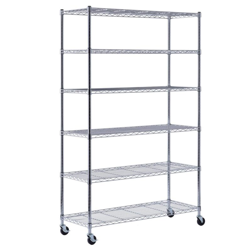 Muscle Rack Edsal Wire 6-Tier Utility Shelving Unit (48-in W x 18-in D x 72-in H), Chrome, (400-lb Capacity Per Shelf)