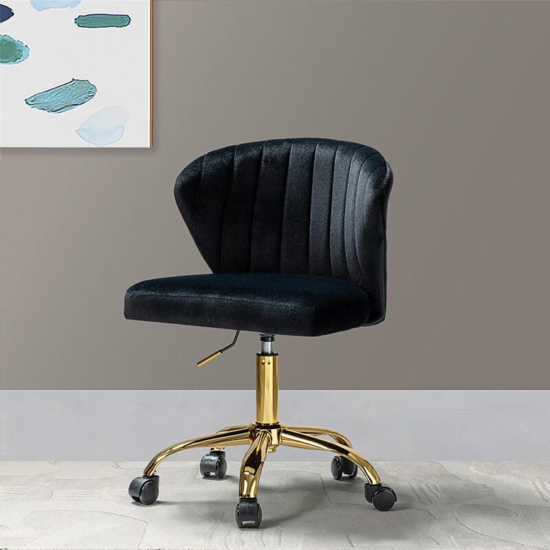14 Karat Home Black Contemporary Ergonomic Adjustable Height Swivel Polyester Task Chair - Image 2