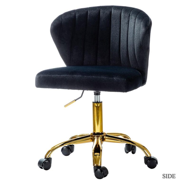 14 Karat Home Black Contemporary Ergonomic Adjustable Height Swivel Polyester Task Chair