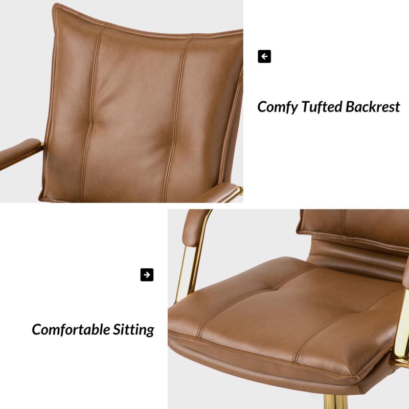 14 Karat Home Camel Contemporary Adjustable Height Swivel Polyurethane Task Chair - Image 7